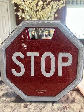 kate spade STOP Sign Crossbody Bag Red & White Glitter